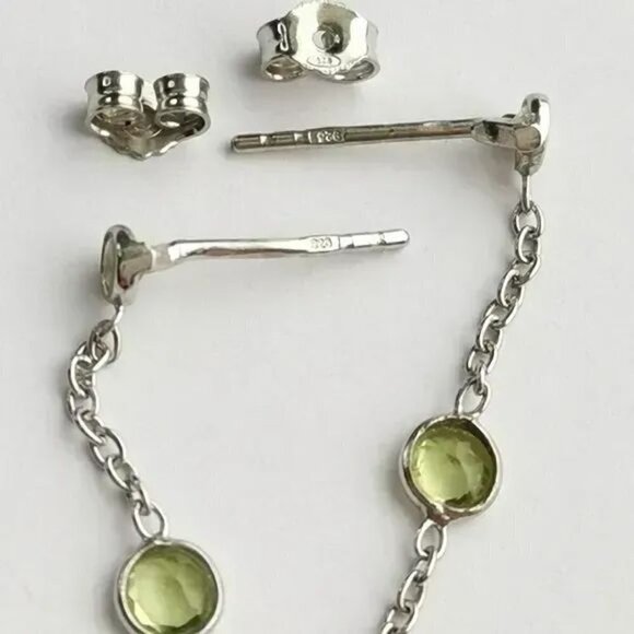 Nwt Sterling Silver 925 peridot dangle earrings - Picture 2 of 6
